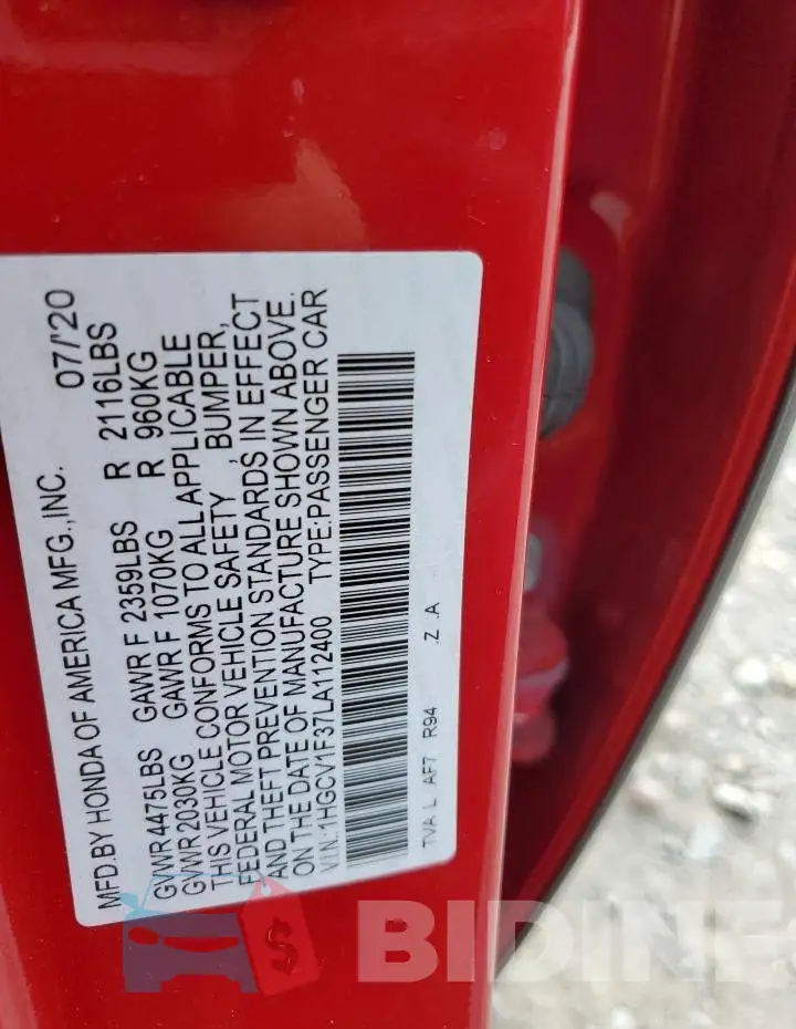 1HGCV1F37LA112400 Photo# 10