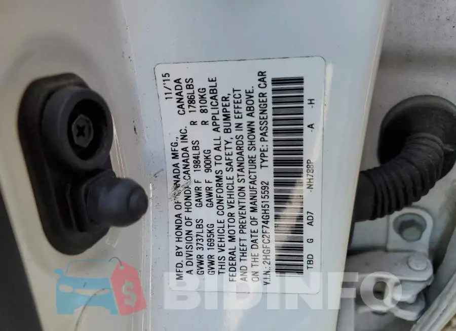 2HGFC2F74GH515592 Photo# 10