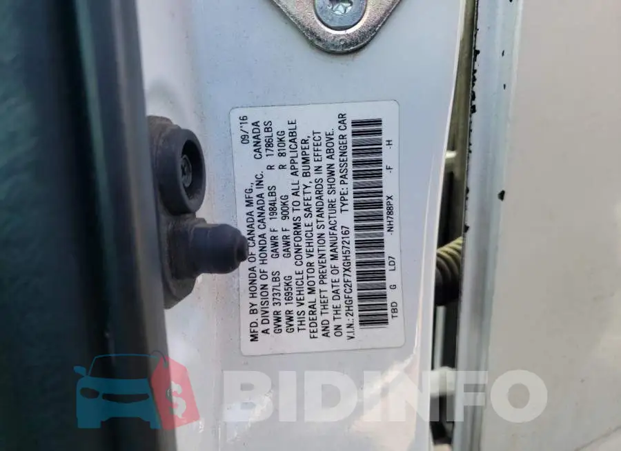 2HGFC2F7XGH572167 Photo# 10