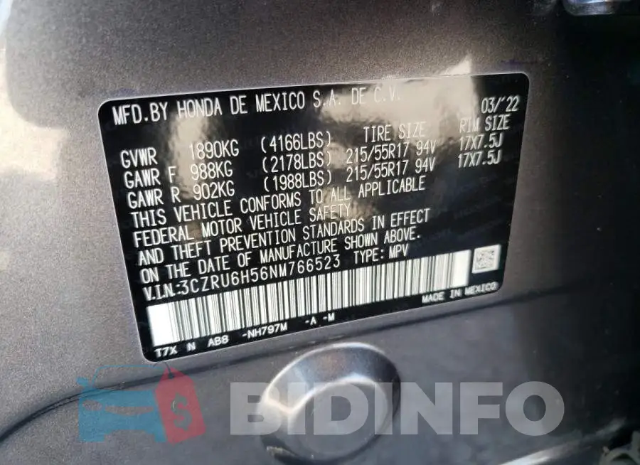 3CZRU6H56NM766523 Photo# 10