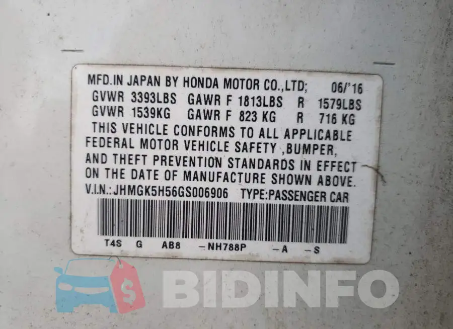 JHMGK5H56GS006906 Photo# 10