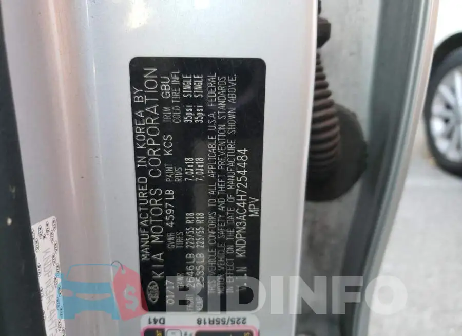 KNDPN3AC4H7254484 Photo# 10