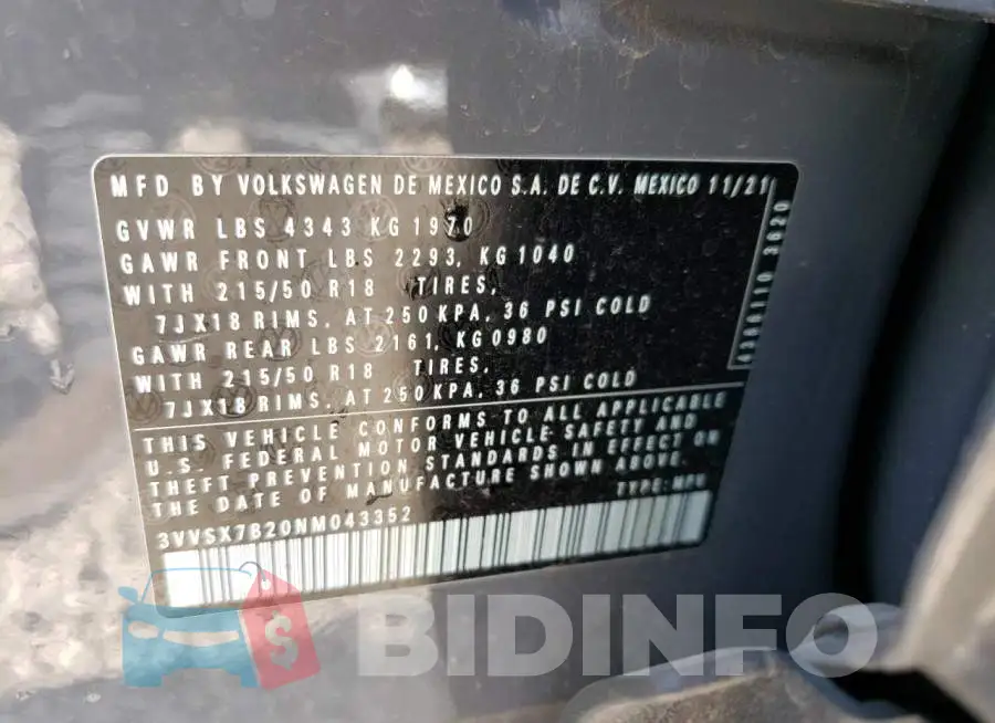 3VVSX7B20NM043352 Photo# 10