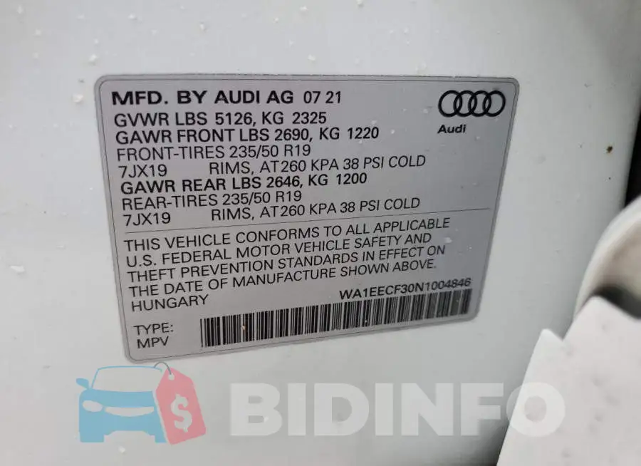 WA1EECF30N1004846 Photo# 10