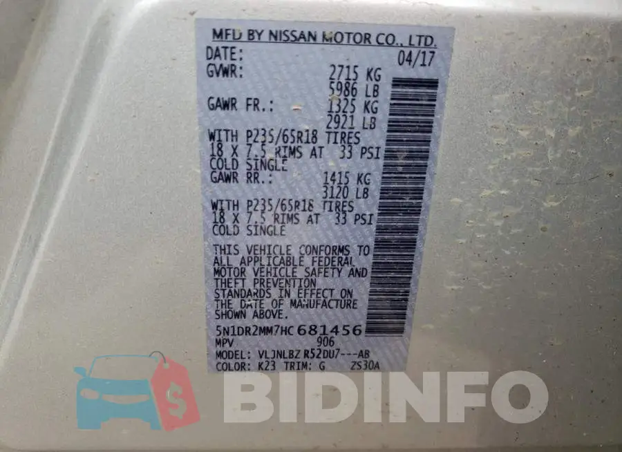 5N1DR2MM7HC681456 Photo# 10
