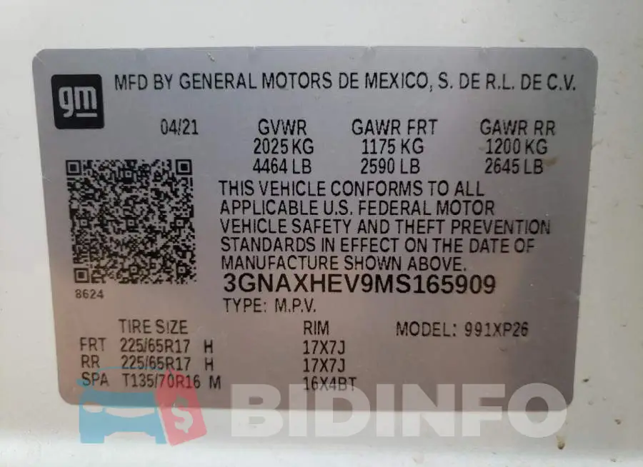 3GNAXHEV9MS165909 Photo# 10