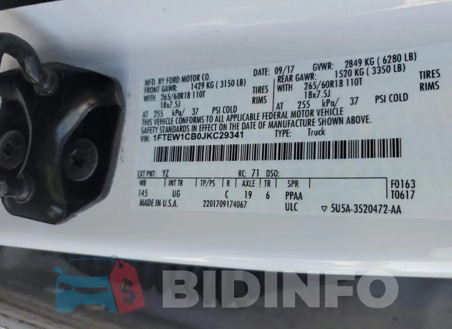 1FTEW1CB0JKC29341 Photo# 10