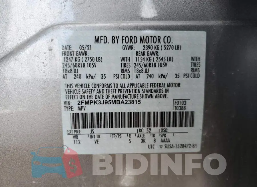 2FMPK3J95MBA23815 Photo# 10
