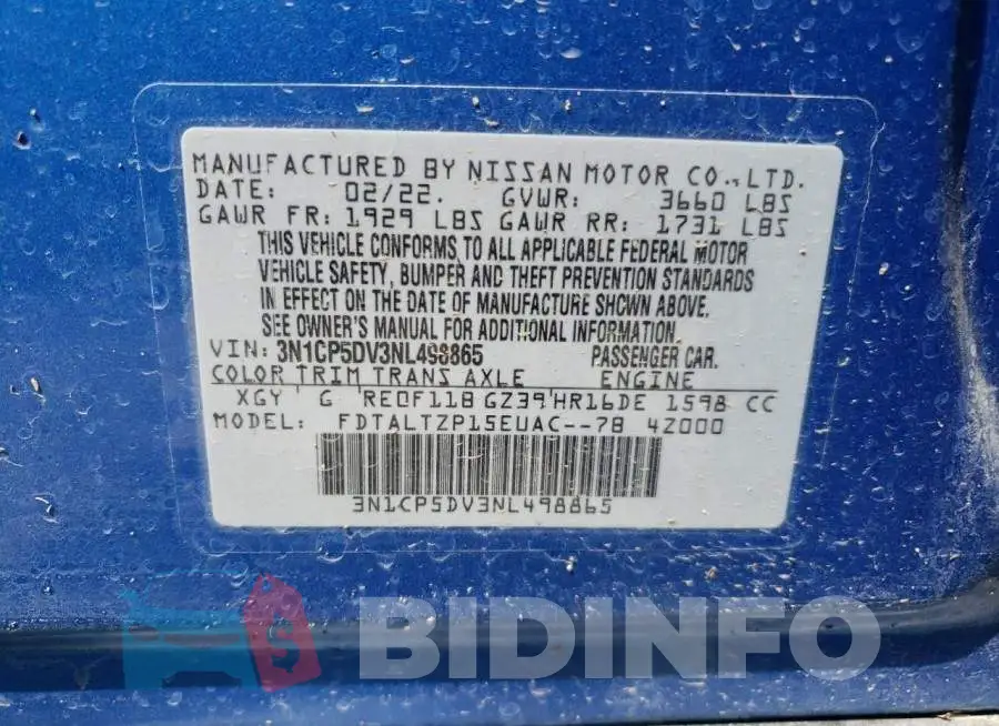3N1CP5DV3NL498865 Photo# 10