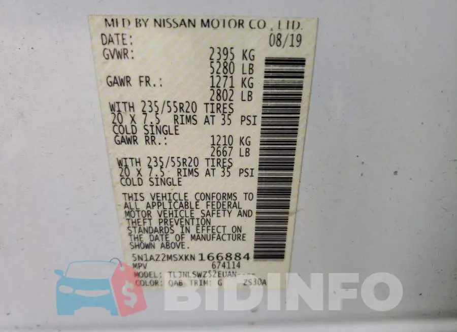 5N1AZ2MSXKN166884 Photo# 10