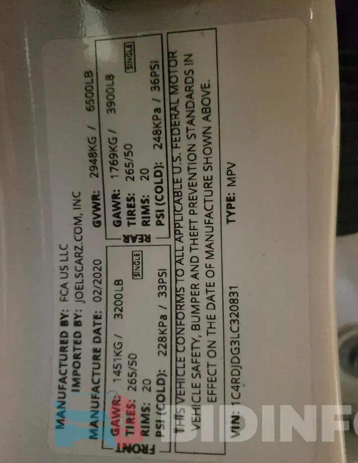 1C4RDJDG3LC320831 Photo# 10