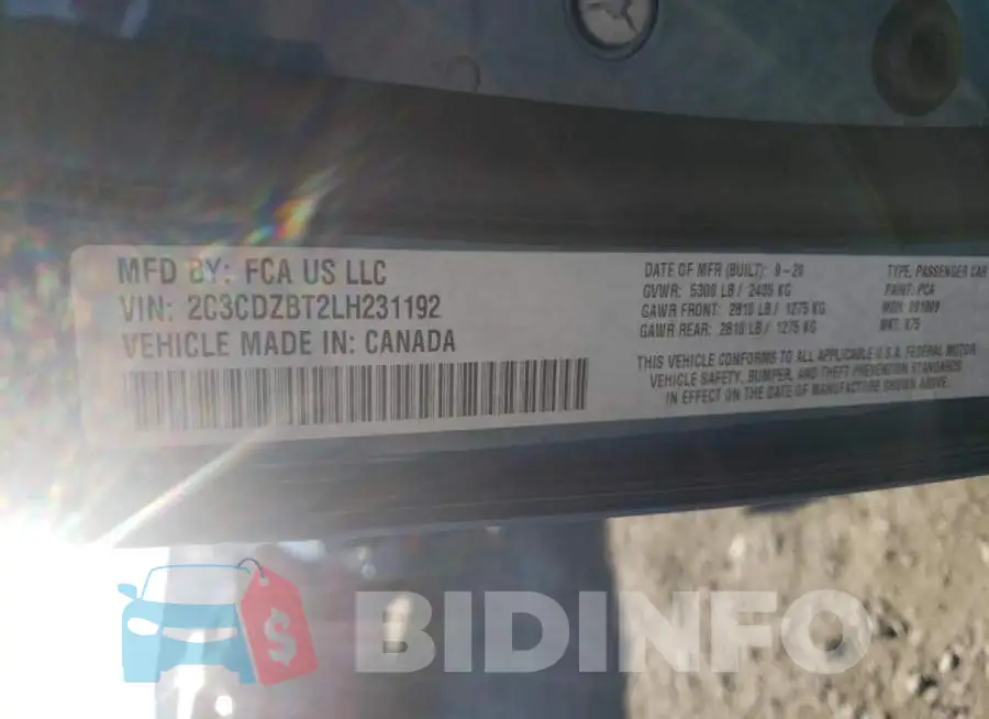 2C3CDZBT2LH231192 Photo# 10