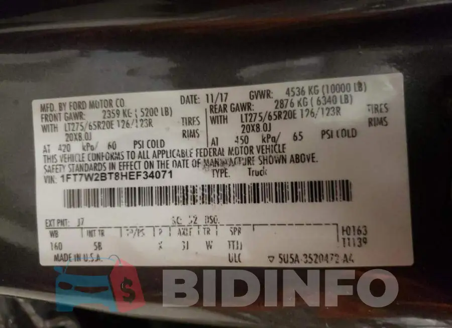 1FT7W2BT8HEF34071 Photo# 10
