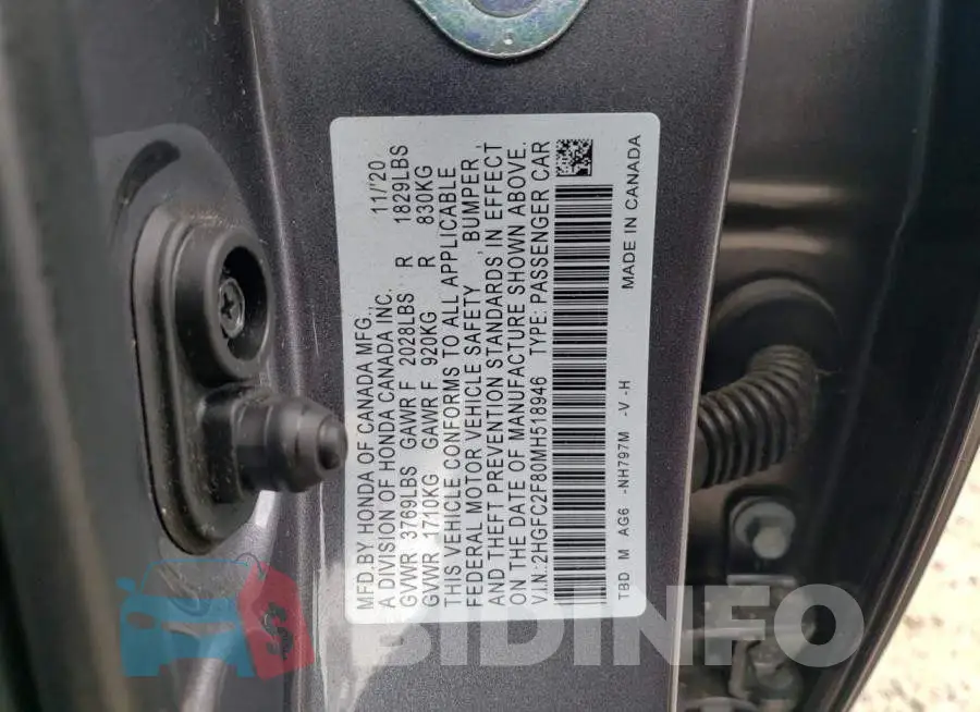 2HGFC2F80MH518946 Photo# 10