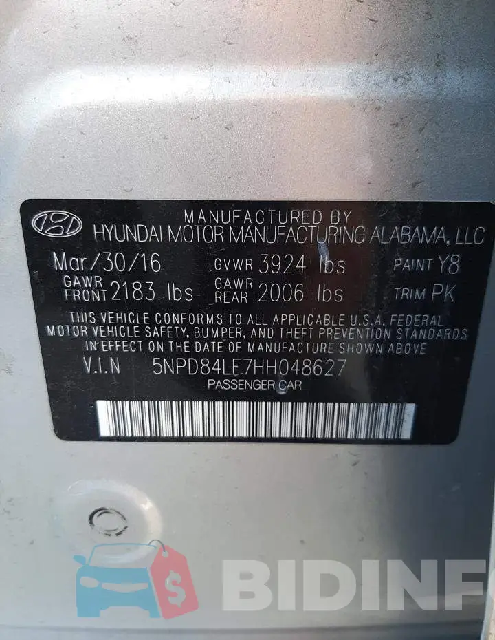 5NPD84LF7HH048627 Photo# 10