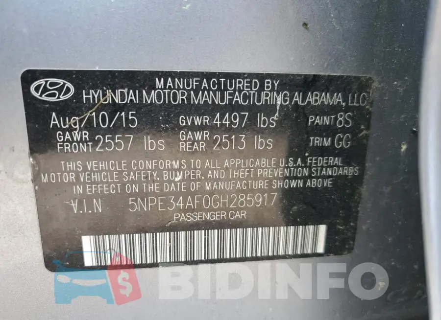 5NPE34AF0GH285917 Photo# 10