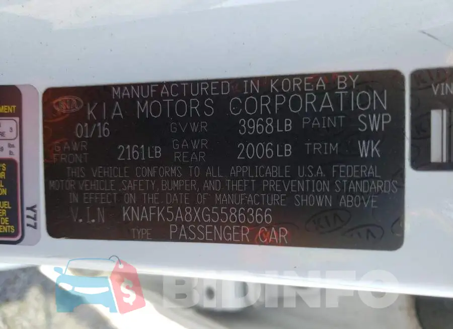KNAFK5A8XG5586366 Photo# 10