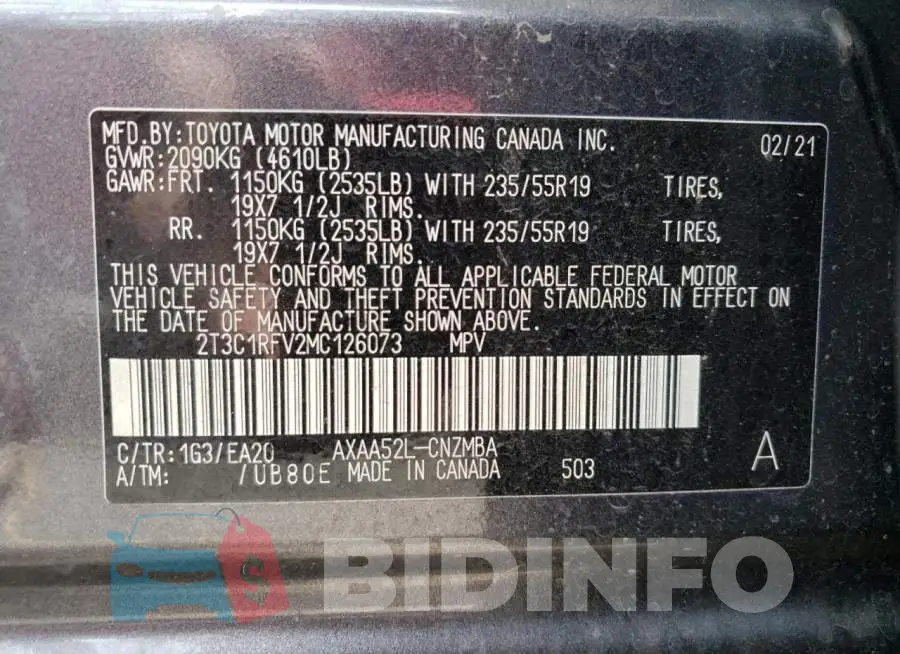 2T3C1RFV2MC126073 Photo# 10