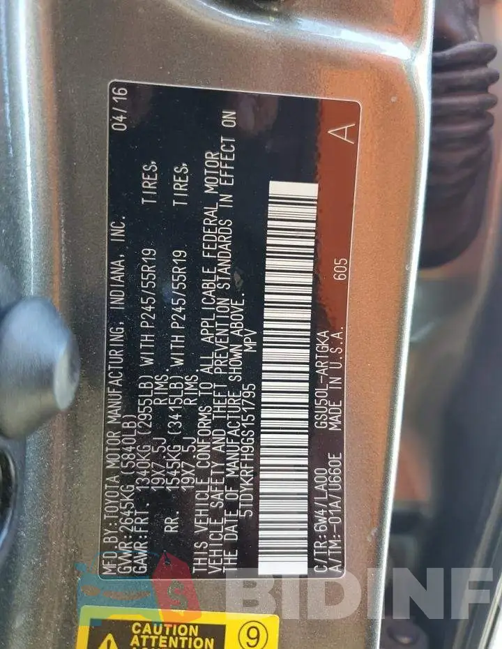 5TDYKRFH9GS151795 Photo# 10
