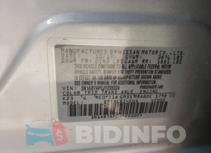 3N1AB7AP0JY205024 Photo# 10