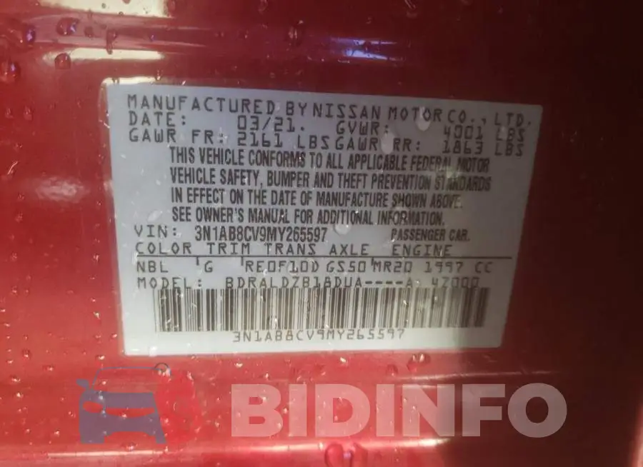 3N1AB8CV9MY265597 Photo# 10
