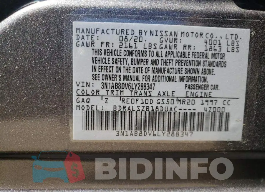 3N1AB8DV6LY288347 Photo# 10