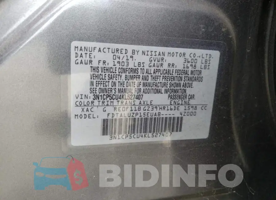 3N1CP5CU4KL527407 Photo# 10