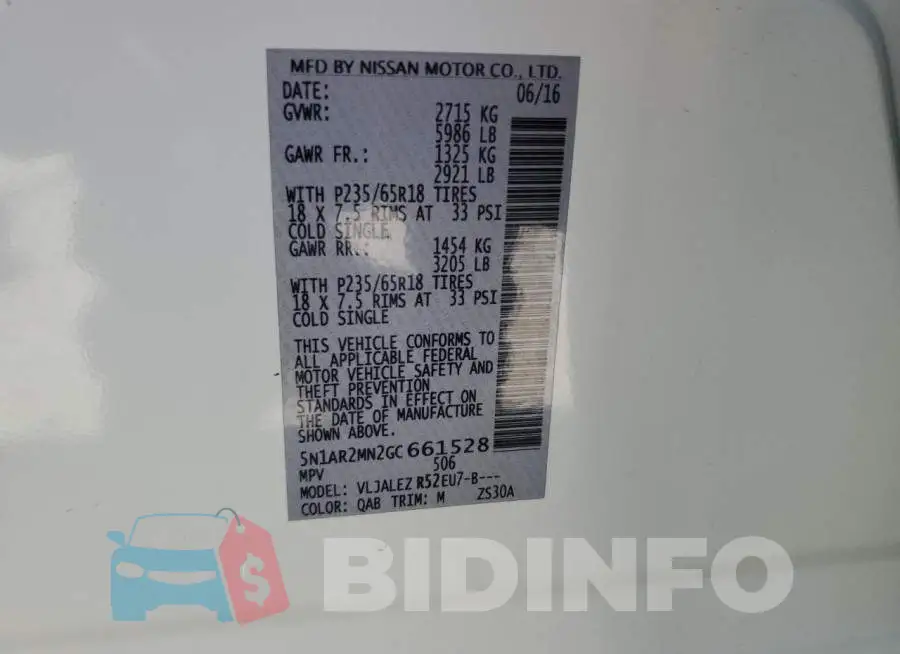5N1AR2MN2GC661528 Photo# 10