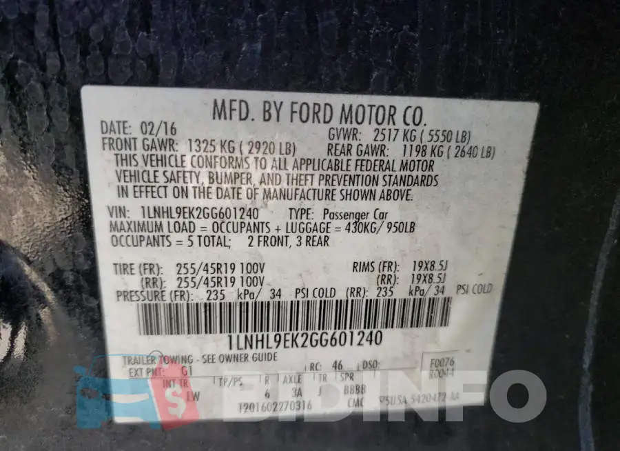 1LNHL9EK2GG601240 Photo# 10