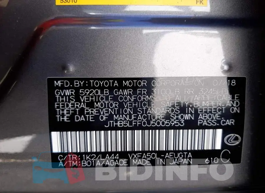 JTHB5LFF0J5005953 Photo# 10