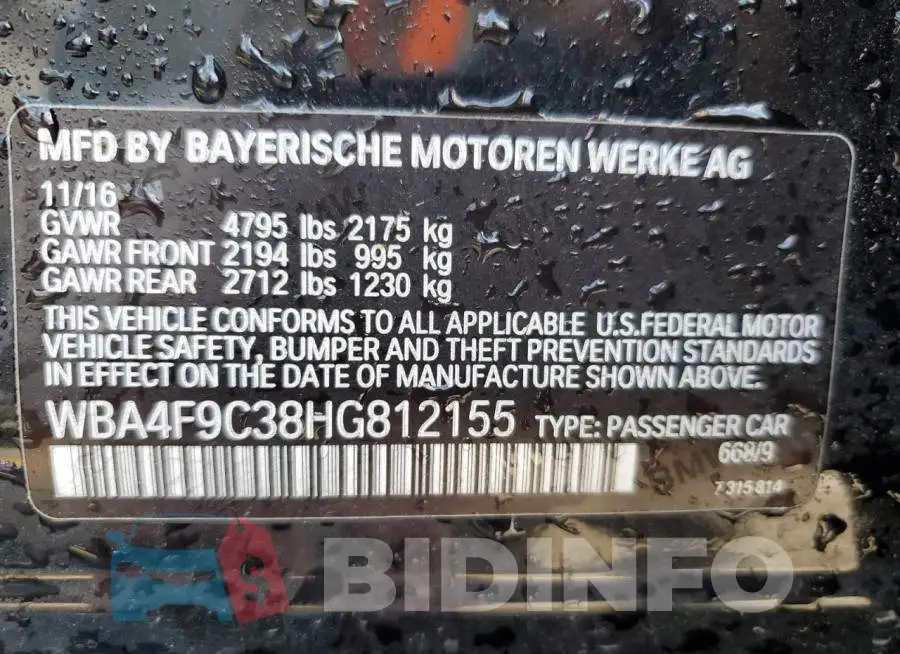 WBA4F9C38HG812155 Photo# 10