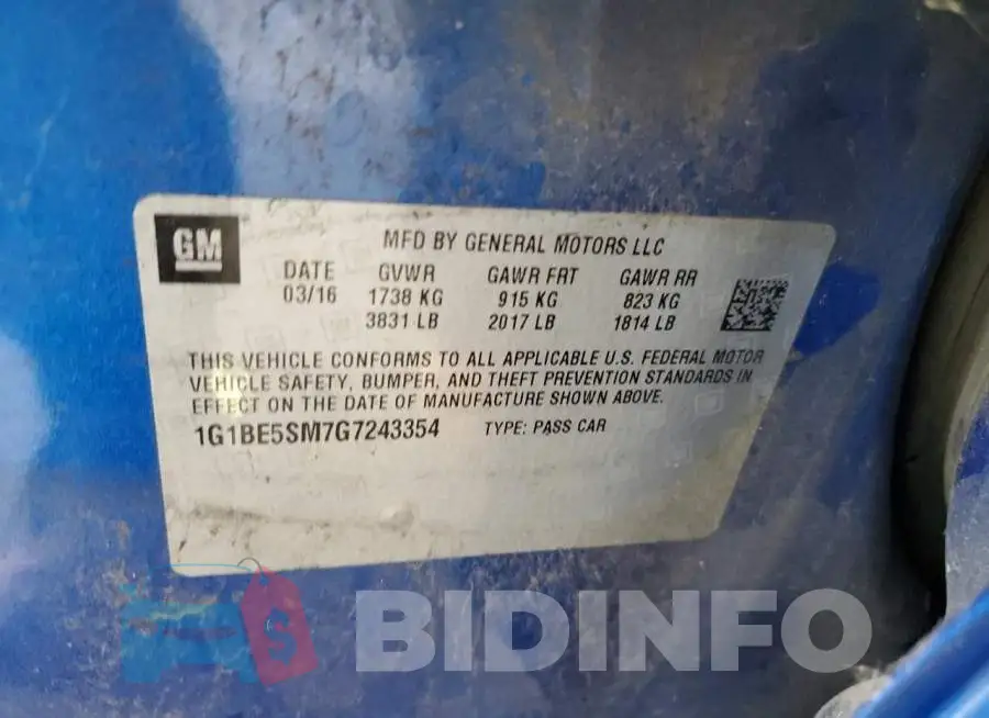 1G1BE5SM7G7243354 Photo# 10