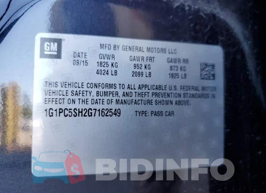 1G1PC5SH2G7162549 Photo# 10