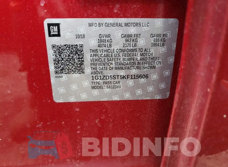 1G1ZD5ST5KF115606 Photo# 10