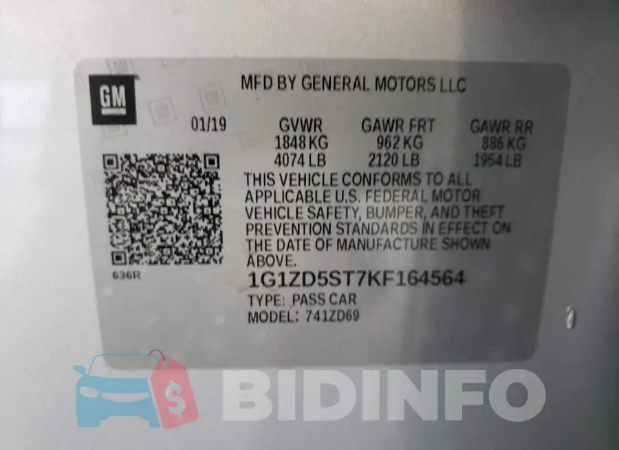 1G1ZD5ST7KF164564 Photo# 10