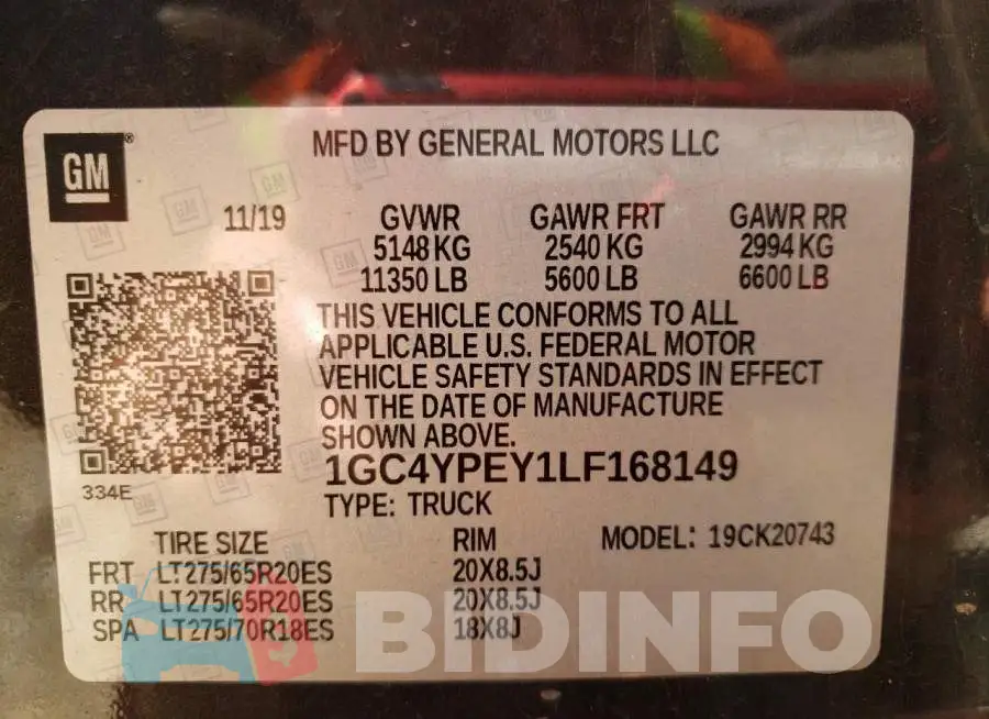 1GC4YPEY1LF168149 Photo# 10