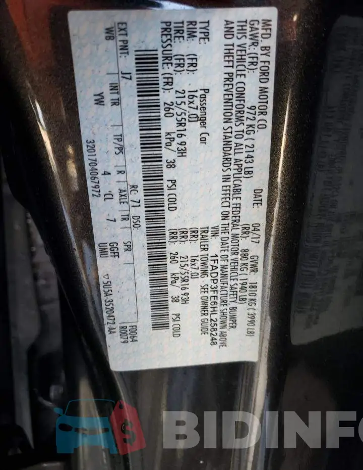 1FADP3FE6HL258248 Photo# 10