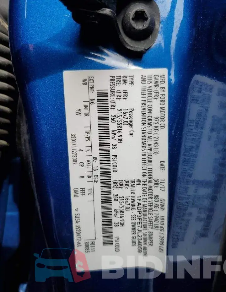 1FADP3FE7JL234059 Photo# 10