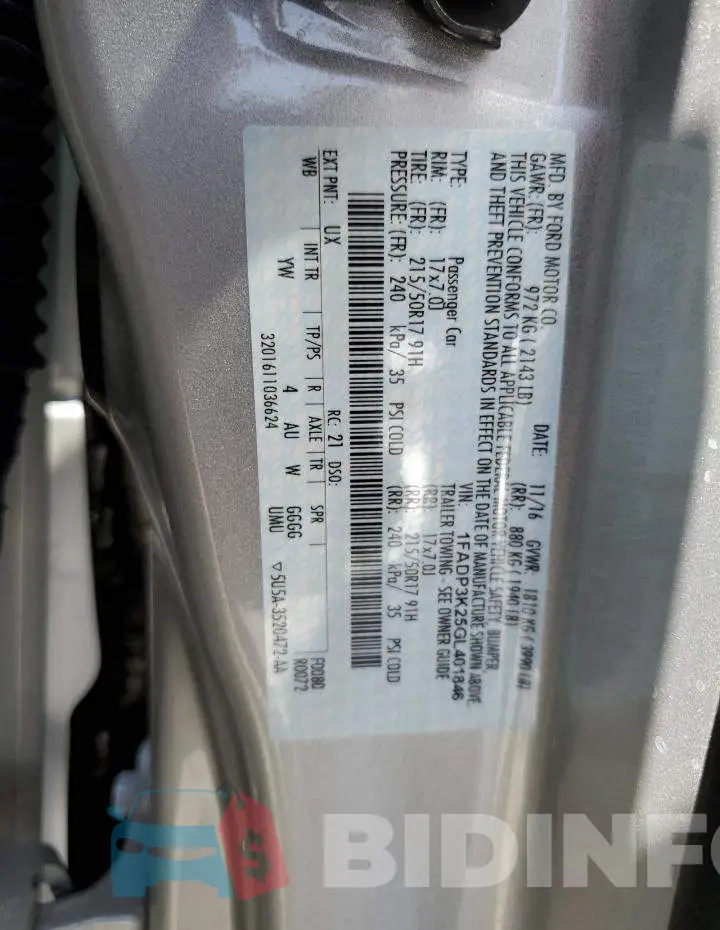 1FADP3K25GL401846 Photo# 10