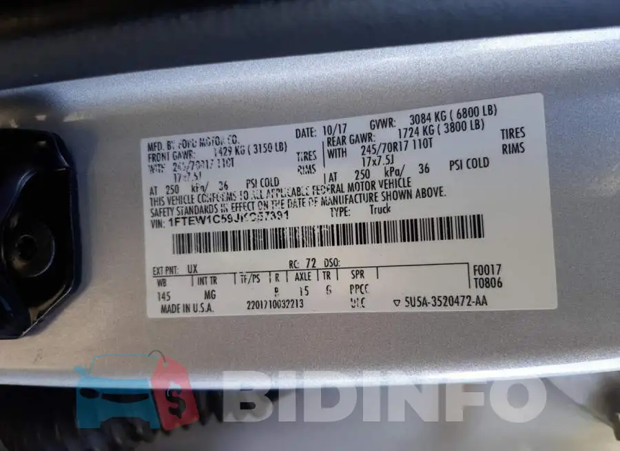 1FTEW1C59JKC57391 Photo# 10