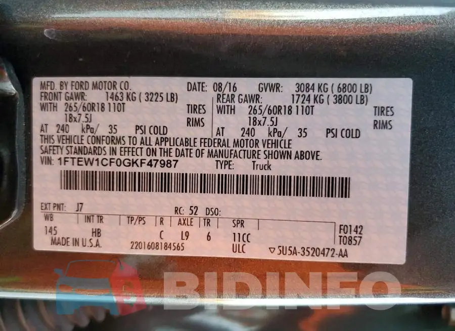 1FTEW1CF0GKF47987 Photo# 10