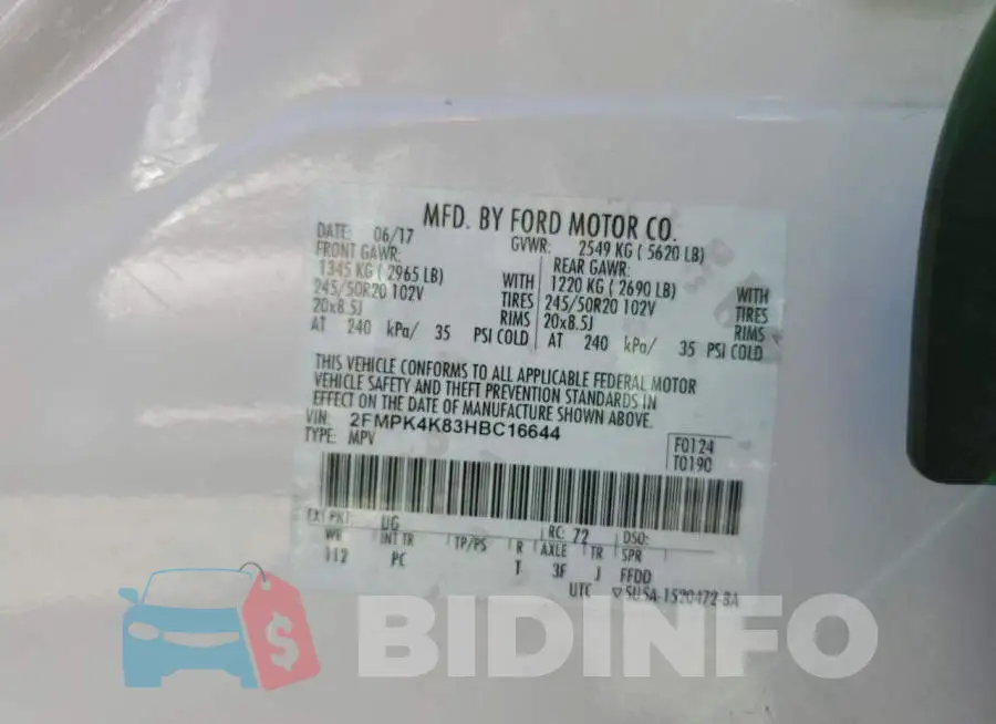 2FMPK4K83HBC16644 Photo# 10