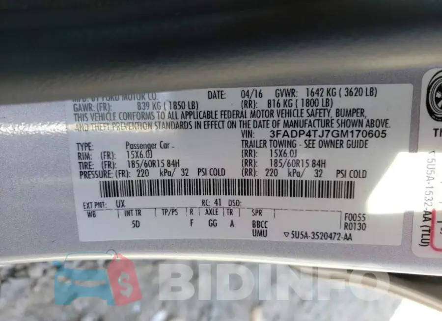 3FADP4TJ7GM170605 Photo# 10