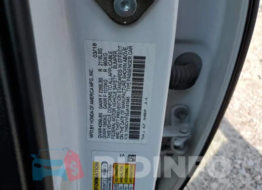1HGCV1F55JA141845 Photo# 10