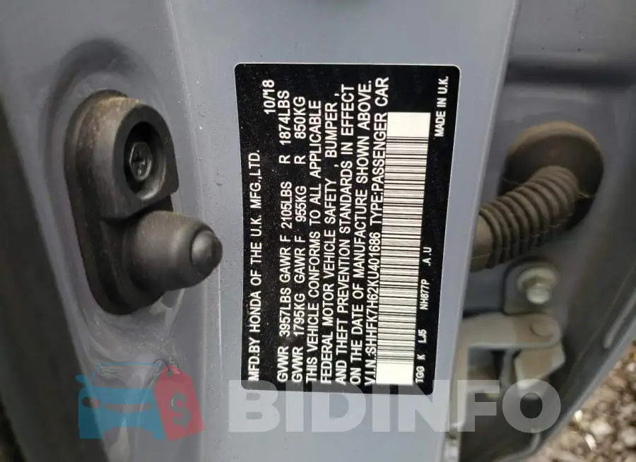 SHHFK7H62KU401686 Photo# 10