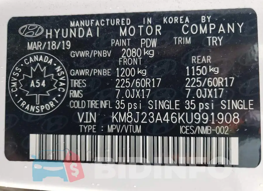 KM8J23A46KU991908 Photo# 10