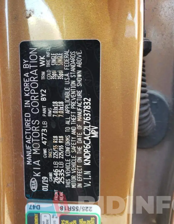 KNDP6CAC2L7637832 Photo# 10