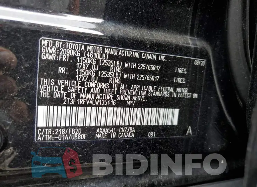 2T3F1RFV4LW135416 Photo# 10
