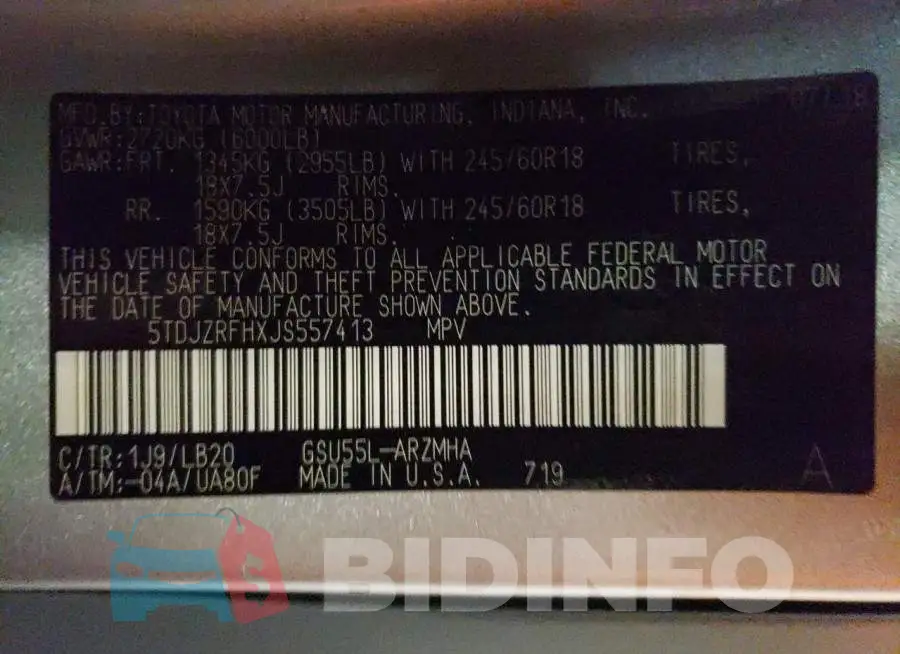 5TDJZRFHXJS557413 Photo# 10