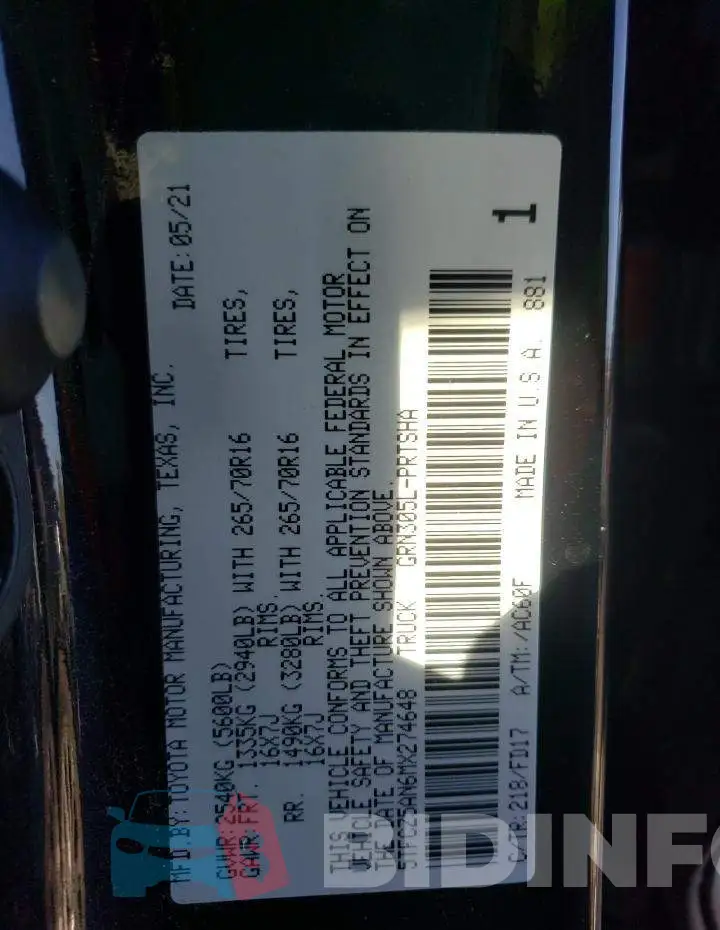 5TFCZ5AN6MX274648 Photo# 13